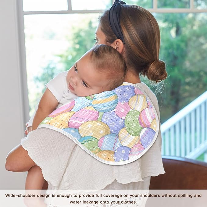 Muslin Burp Cloths for Baby Boys and Girls - 2-Pack Ultra Absorbent Easter Eggs Muslin Washcloths, Newborn Towel, Milk Spit Up Rags, Burp Cloth Bib for Unisex, 22 x 11 Inch
