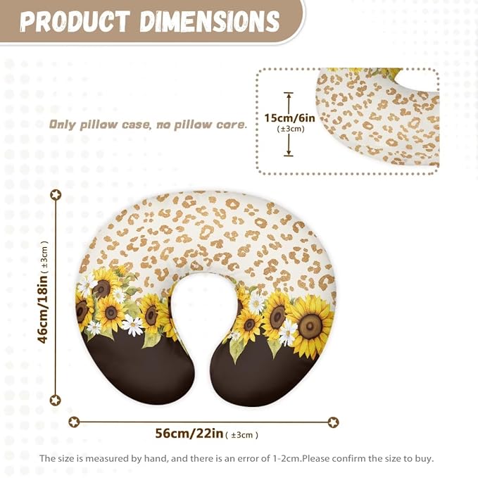 Leopard Sunflower Nursing Pillow Cover, Premium Quality Soft Breast Feeding Pillow Covers Great for Breastfeeding Moms