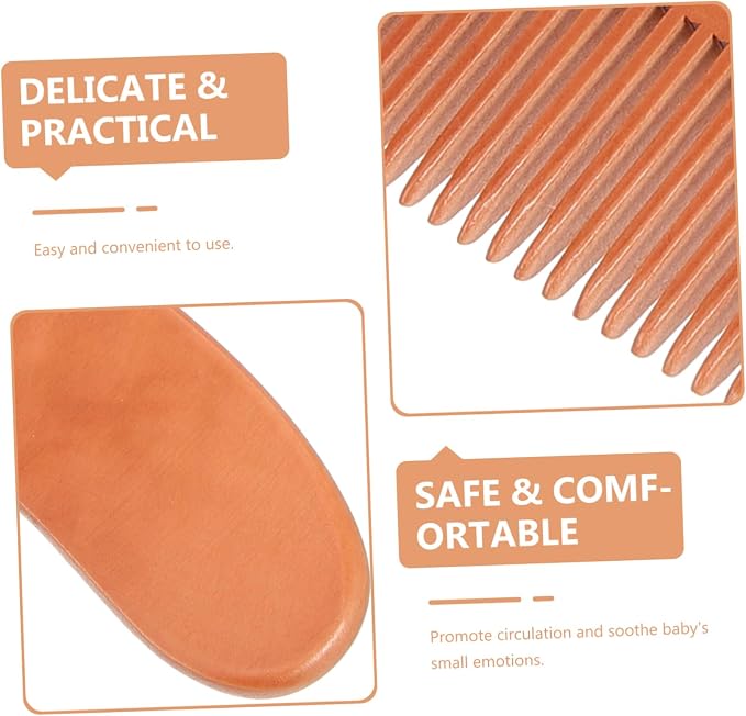 Kisangel 3sets Wool Hair Brush and Comb Newborns Gentle Bathing Brush Ergonomic Handle Comb and Round Wool Cradle Cap Care and Scalp Cleaning