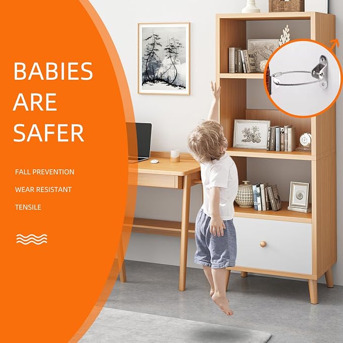 Kiddies Furniture Anchors Secure 400 Pound Furniture to Wall Prevent Falling, Cabinet lock baby proofing cabinets Anti Tip Earthquake Straps for Child Safety （10pack）
