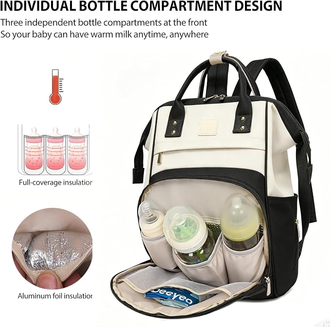 Baby Diaper Bag, Nappy Changing Backpack with Insulated Pockets,Multi-Waterproof Backpack Baby Essentials Travel for for Boys Girls, Multipurpose Travel Back Pack Moms Dads (Black)