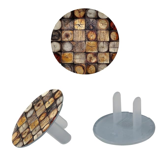 Various Wooden (1) Outlet Covers Baby Proofing Safe & Secure Electric Plug Protectors | Socket Covers for Home & Office