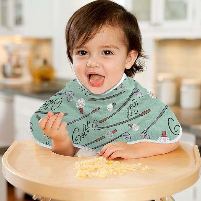 2 Pack Muslin Burp Cloths Golf Teal Print Cotton Baby Burp Cloths Ultra Absorbent Burping Cloth Soft Spit Up Rags for Newborn Must Haves, Large 22" x 11"
