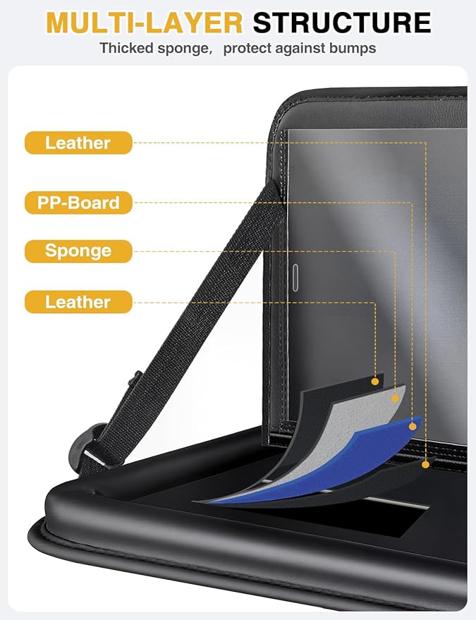 2-Pack Leather Car Backseat Organizer with Tablet Holder?“Foldable Food Tray,Storage Pockets,Trash Can,Tissue Holder & Insulated Bag?“Kick Mats Protector for Kids,Travel Accessories Organizer