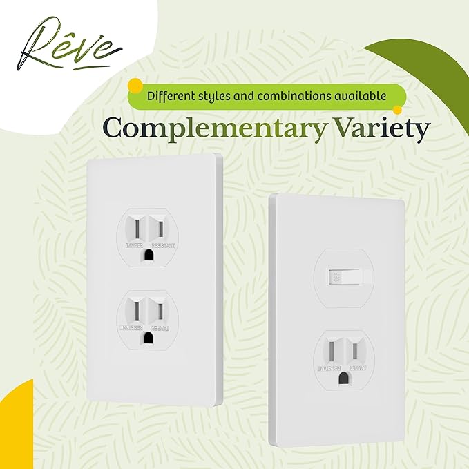 TG Mid-Size Screwless Duplex Wall Plate, Child Safe Receptacle Outlet Cover, Medium Size 1-Gang 4.88" H x 3.11" L, Polycarbonate Thermoplastic, UL Listed, SP-MS1-W, White (1 Pack)