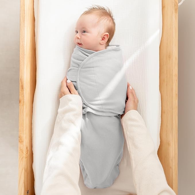 Comfy Cubs Easy Swaddle Blanket, 3 Pack - 100% Cotton Newborn Wrap, Small for 0-3 Months Infants, Breathable and Durable Sleep Sack for Babies - Stone, Nomadic Blue & Azul