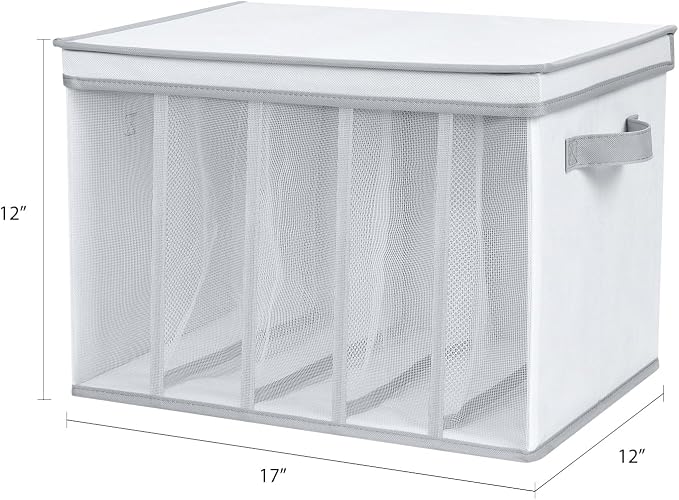 Univivi Large Size Wardrobe Clothes Organizer, 5 Grids Sweater Organizer for Closet with Handles, Support Boards and Lids, Foldable Closet Organizers for Sweaters, Pants, T-shirt, Hoodie- 4 Pack