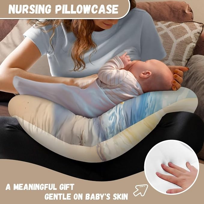 Beach Pillow Cover for Infant Snug, Removable Soft Breastfeeding Pillow Slipcover for Baby Boy Girl, Durable Neutral Breastfeeding Pillow Cover