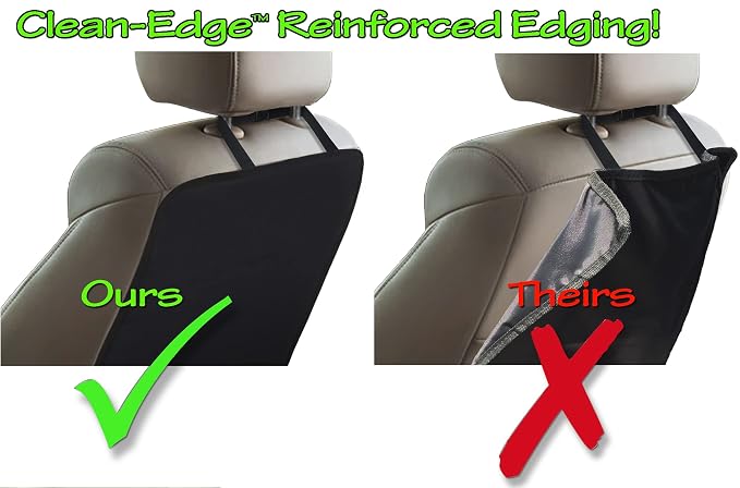 Luxury Clean-Edge Kick Mat - Seat Back Protector and Seat Cover with Invisible Strap and Stiff Edging (1 Mat)