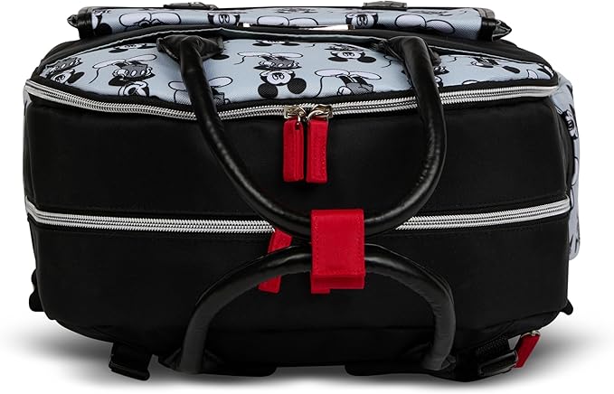 Disney Diaper Bag Backpack with Changing Pad Mickey Mouse ??16??Nylon Baby Bag for Parents, Insulated Bottle Holders, Multiple Storage Pockets