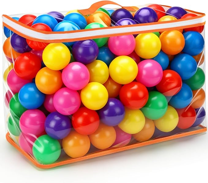 Vanland Ball Pit Balls for Baby and Toddler Phthalate Free BPA Free Crush Proof Plastic - Multicolored Pit Balls in Reusable Play Toys for Kids with Storage Bag