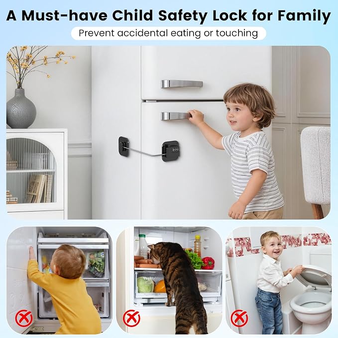 1PACK Mini Fridge Lock with Code, Refrigerator Locks, Cabinet Locks Baby Proofing, Combination Lock for Refrigerator, Freezer, Cabinets, Drawers, Doors and Windows, NO DRILLING