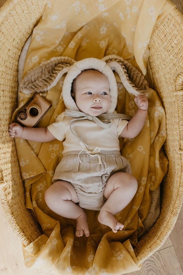 Mini Wander Swaddles for Newborns Muslin Swaddle Blankets - Breathable Soft Gender Neutral Receiving Blanket Baby Essentials | 47 x 47 Cotton - Blankets (Buttercup)