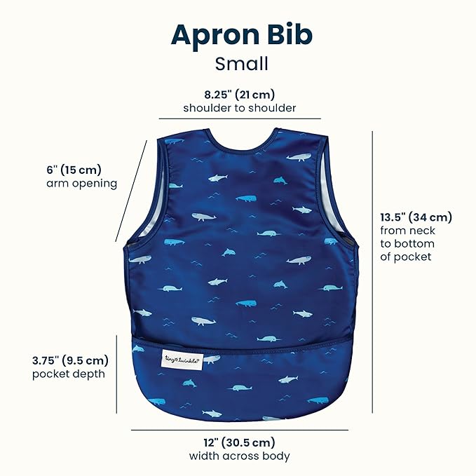 Tiny Twinkle Mess Proof Baby Bib for Boys | Waterproof Toddler Bib for Eating | Baby Apron for Feeding, Machine Washable | Perfect Shower Gift (Ocean Life, 6??4M)