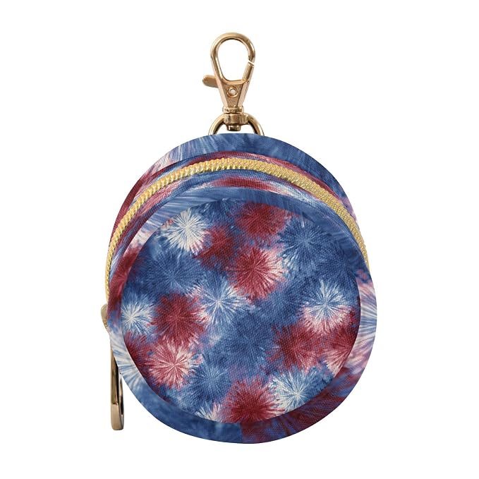 Pacifier Holder with Clip Pacifier Case for Diaper Bag Round Baby Pacifier Pouch Box Bag Portable Retro Tie Dye Fireworks