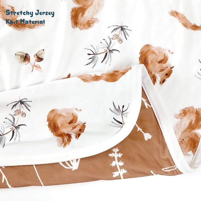 GRSSDER Reversible Baby Blankets Super Soft Jersey Knit Swaddle Blanket for Baby Girls and Boys, Stretchy Breathable Receiving Blankets 34 x 44 Extra Large for Baby Swaddling
