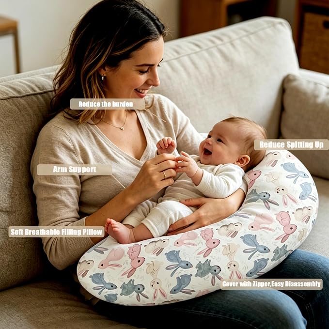 Nursing Pillow Breastfeeding Pillow Removable cover Machine washable | Conforming to ergonomic design. Detachable cover. Machine washable. Breathable fabric.Arm fatigue free Soft supportive fill