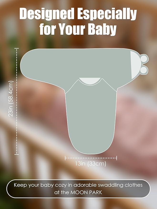 Newborn Swaddle Blanket Wrap 0-6 Months (3-Pack) - Adjustable Infant Sleep Sack, 100% Cotton Anti-Startle Soothing Sack, Soft Breathable Nursery Bedding - Eucalyptus Sage