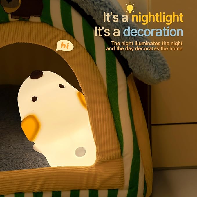 Led Cute Dog Night Light, 7 Colors Dimmable Puppy Bedside Lamp, Touch Control Night Lamp with Sound Effects for Kids Adults, Used for Camping Party Room Decor (Puppy)