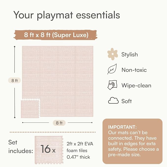 Lillefolk Baby Play Mat for Floor – 8x8ft Dusk | Soft Non Toxic Premium EVA Foam Tiles for Tummy Time, Crawling & Playroom – Waterproof Interlocking Floor Mat for Babies & Toddlers (16 Tiles)