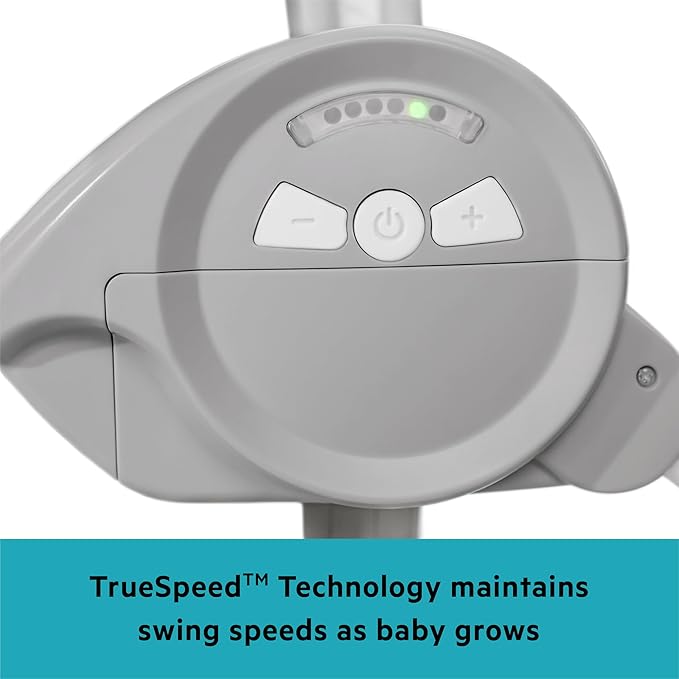 Bright Starts Portable Automatic 6-Speed Baby Swing with Removable -Toy Bar, 0-9 Months 6-20 lbs (Rainforest Vibes)