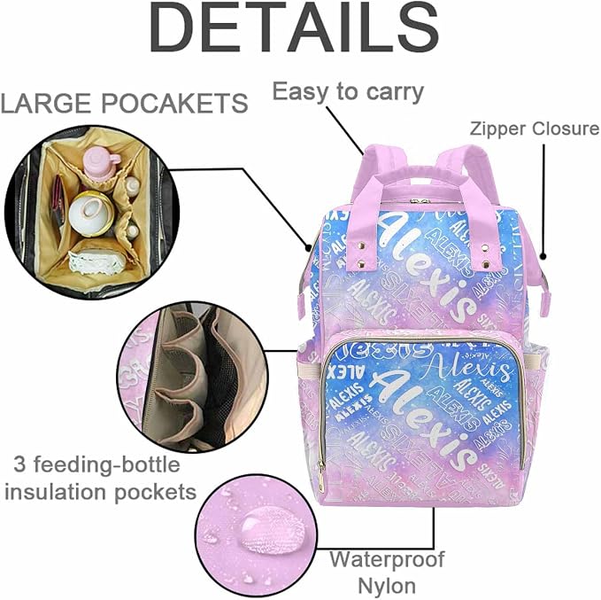 M YESCUSTOM Custom Diaper Bag Backpack for Girls Boys Large Capacity with Pockets Personalized Baby Diaper Bags for Mom Waterproof Nappy Baby Bag with Name Mothers Day Gift Black Heart