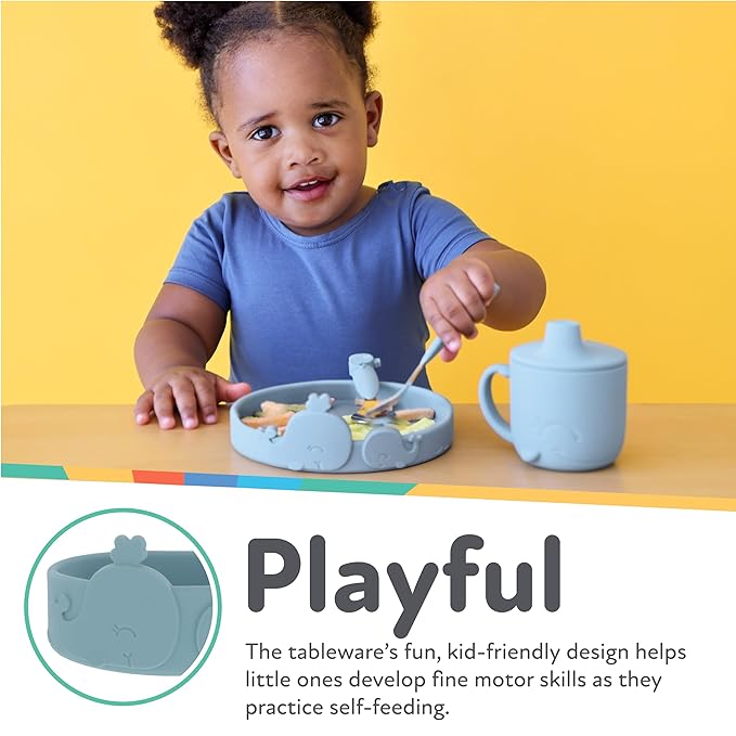 Nuby Animal Friend Silicone Round Toddler Bowl - 6+ Months - Blue Whale