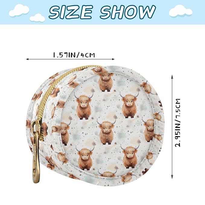 Cute Highland Cow Pattern Portable Baby Pacifier Holder Case with Clip for Stroller Diaper Bag Travel A113321