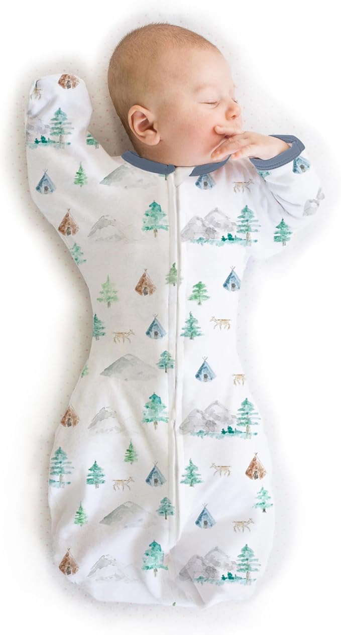 SwaddleDesigns Transitional Swaddle Sack, Arms Up Half-Length Sleeve Mitten Cuff, Most Gradual Transition Swaddle for Newborn