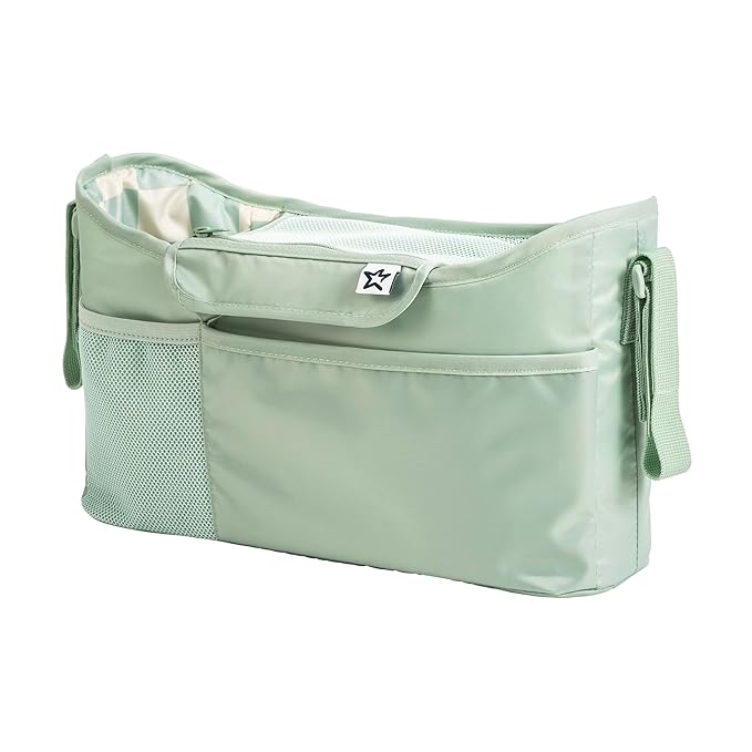 Tiny Twinkle Universal Stroller Organizer with Adjustable Strap - Waterproof Caddy Fits Baby Jogger, Nuna, Graco, Donna and Bugaboo Stroller | Sage Checkers