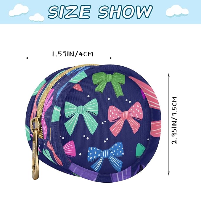 Pacifier Holder with Clip Pacifier Case for Diaper Bag Round Baby Pacifier Pouch Box Bag Portable Colorful Bows