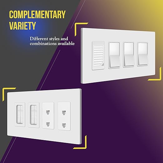 ENERLITES Screwless Decorator Wall Plates Child Safe Outlet Covers, Gloss Finish, Medium Size 4-Gang 4.88" H x 8.58??L, Unbreakable Polycarbonate Thermoplastic, SI8834M-W, White