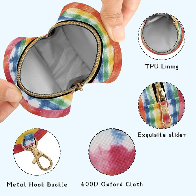Pacifier Holder with Clip Pacifier Case for Diaper Bag Round Baby Pacifier Pouch Box Bag Portable Colorful Tie Dye Stripes