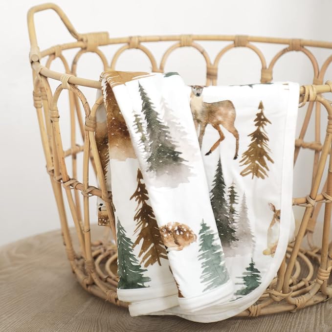 GRSSDER Baby Blankets Super Soft Stretchy Jersey Knit Swaddle Blanket for Baby Girls and Boys, Double Layer Receiving Blankets 34 x 44 Extra Large for Swaddling, Deer Pattern