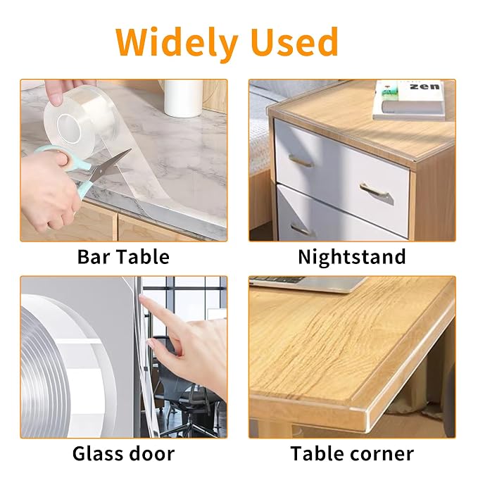 2Pack Baby Proofing Edge Protector for Baby,1.57in x 9.84ft,Clear Edge Protector Strip Sharp Edge Wrap Cover Tape,Corner Bumpers for Furniture,Crib Rail Covers for Teething