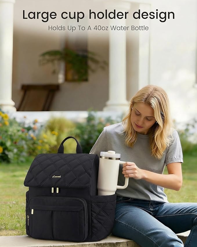 LOVEVOOK Diaper Bag Backpack With Pocket For Large Capacity Cup,Multi-Function Baby Travel Bag For Mom Dad,Waterproof Baby Bag for Boys Girls with Changing Pad,Insulated Bag,Stroller Straps,Black