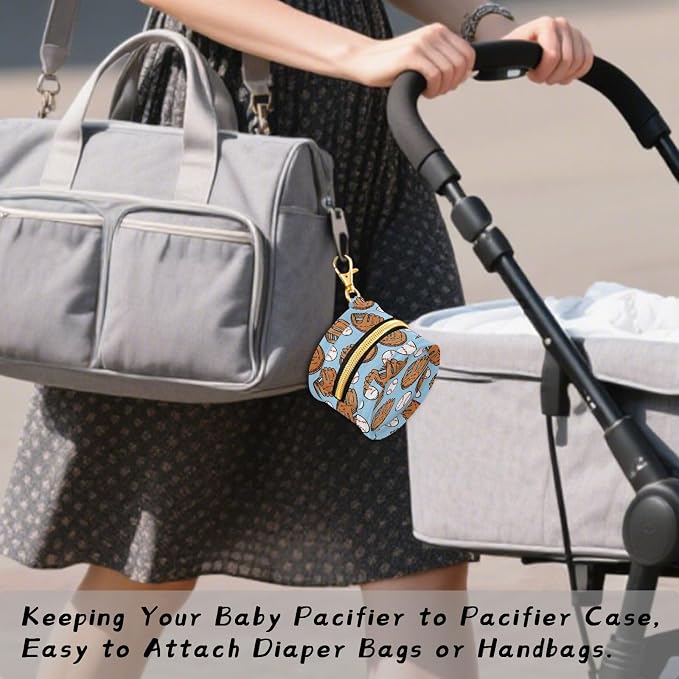 Baseball Glove Blue Print Pacifier Holder Case with Clip Portable Pacifier Storage Case for Boys Girls Baby Pacifier Pouch for Diaper Bag, Strollers & Travel