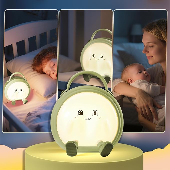 Night Light for Kids,Portable Touch Cordless Table & Bedside Lamp for Baby Nursery/Breastfeeding/Bedroom, 3 Levels Brightness+Silicone+Rechargeable, Cute Gifts for Girls/Baby/Toddler (Green)