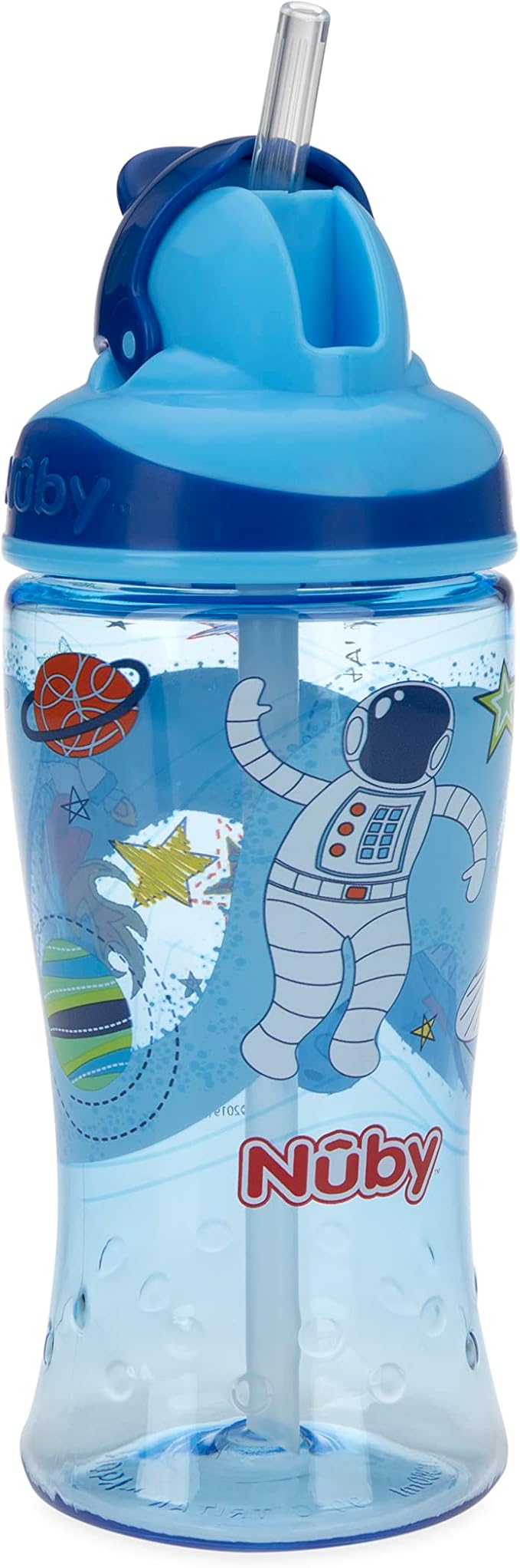 Nuby Thirsty Kids No-Spill Flip-it Printed Boost Cup with Thin Soft Straw - 12oz, 18+ Months, 1 Pack Print May Vary
