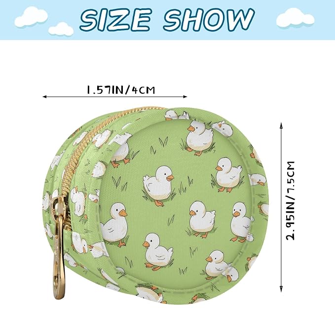 Cartoon Duck Green Print Pacifier Holder Case for Diaper Bag Portable Travel Pacifier Storage Case with Clip Newborn Baby Pouch for Baby Boys Girls Outdoor Purse