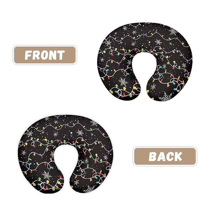 Christmas Lights Snowflake Print Breast Feeding Pillow Covers Stain Resistant Cozy Cover with Hidden Zipper for Baby Boy and Girls Nursing Pillow Support Case, Easy to Put On & Remove