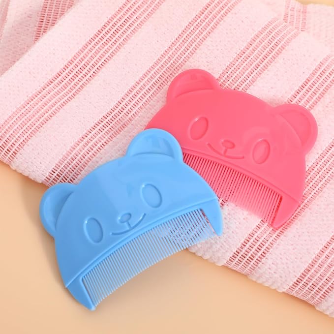 PartyKindom 2pcs Fine Tooth Combs: Cute Baby Hair Combs Plastic Bear Shape for Newborn Baby Cradle Cap Dandruff - Easy to Hold