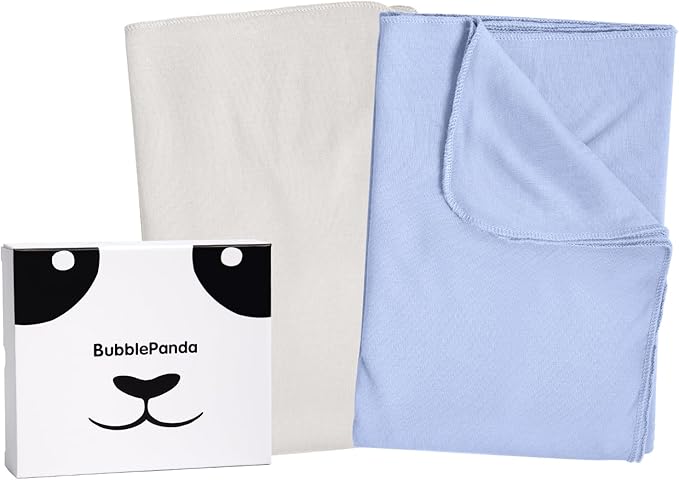 BubblePanda Rayon Made from Bamboo Baby Swaddle Blanket,2 Pack Soft & Breathable Receiving Blankets for Infant Newborn, Swaddle Wrap for Babies Girl and Boy, 47 x 47 Inch, (Slate & Oat)