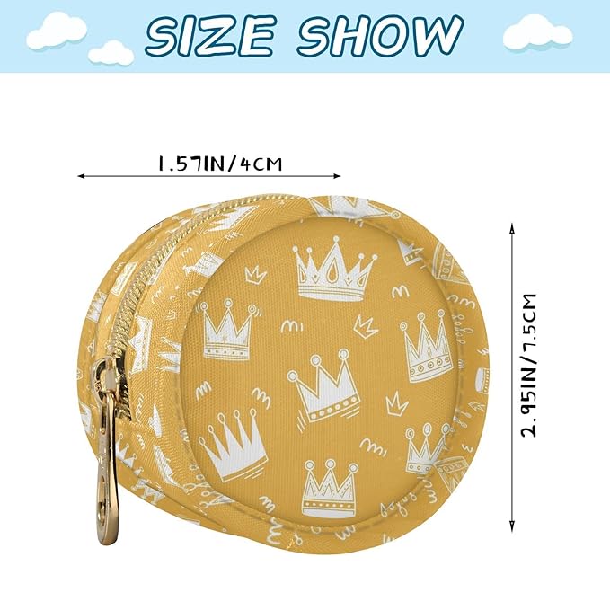 Crowns Yellow Print Pacifier Holder Case for Diaper Bag Portable Travel Pacifier Storage Case with Clip Pacifier Storage Container for Outdoor Purse Baby Girls Boys