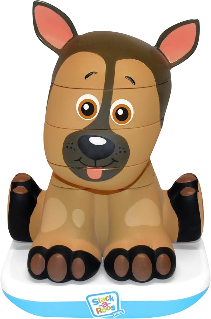 Stack-a-Roos Shepherd Puppy by Salus Brands - Animal Stacking Toy, Educational Early Learning Game for Infants Babies Toddlers, Age 12+ Months - Great Baby Gifts, STEM Toy