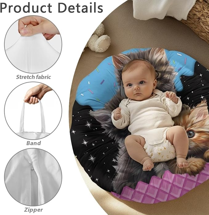 Cute Kitten Nursing Pillow Cover Breastfeeding Pillow Slipcover for Baby Boys & Girls Nursing Pillow Case for Newborn Soft Fabric Fits Snug On Infant Pillow Not Included
