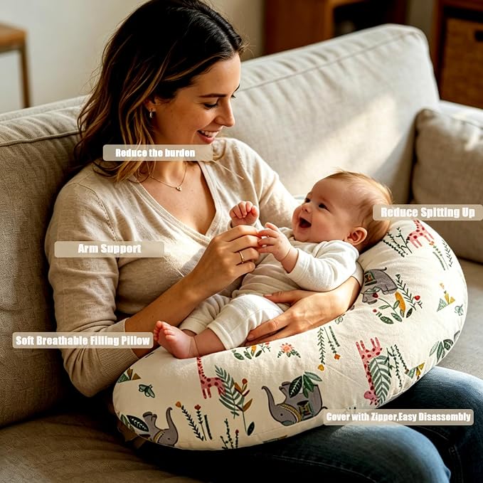 Nursing Pillow Breastfeeding Pillow Removable cover Machine washable | Conforming to ergonomic design. Detachable cover. Machine washable. Breathable fabric.Arm fatigue free Soft supportive fill