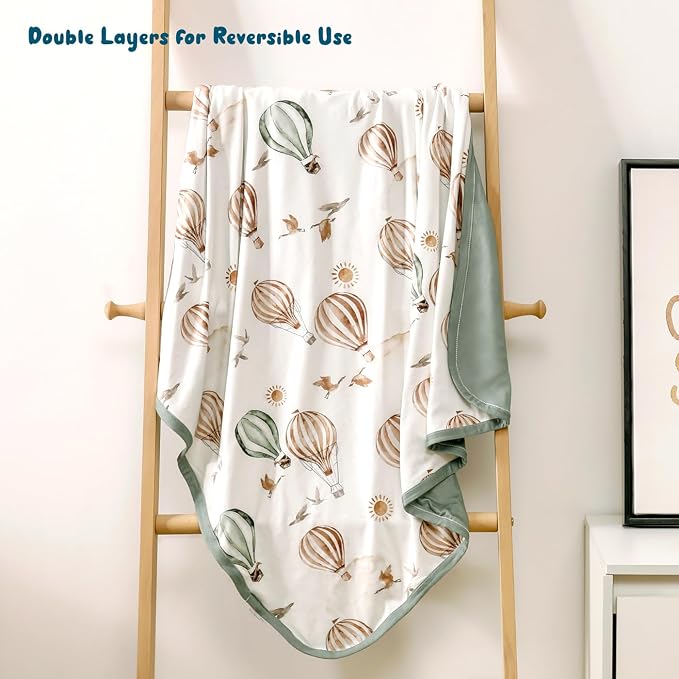 GRSSDER Baby Blankets Super Soft Jersey Knit Swaddle Blanket for Baby Girls and Boys, Double Layer Receiving Blankets 34 x 44 Inches, Extra Large for Baby Swaddling, Balloon Print