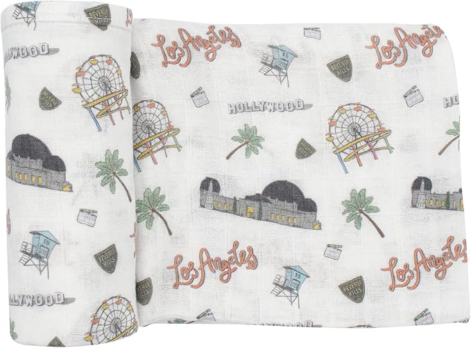 immispace - Ultra Soft Swaddle Blanket | Muslin Blankets for Girls & Boys | Newborns & Infants Gifts | 30% Organic Cotton + 70% Rayon | Large 47" x 47" | Machine Washable (Los Angeles)