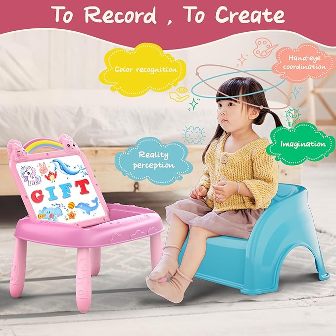 Cokzer Unicorn Gift for 1-2 Years Old Girl, Magnetic Drawing Board with Magnetic Letters and Numbers, Portable Toddler Educational Toy, Birthday for 1-2 Years Old Girl (Pink)